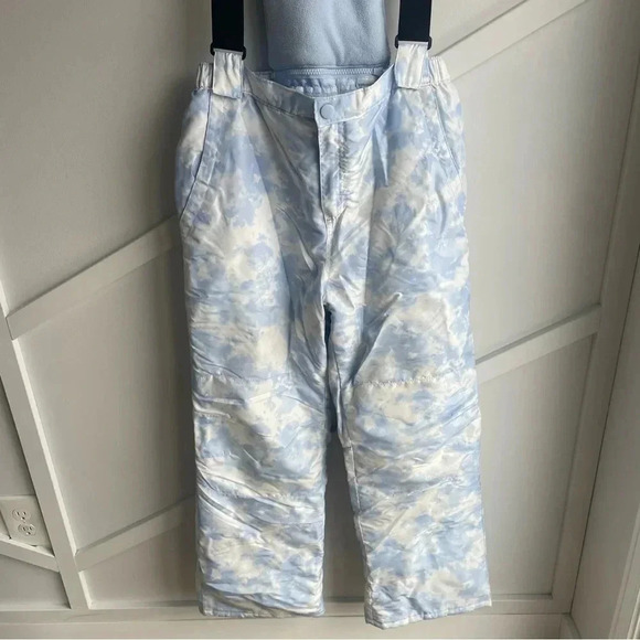 Children’s Place Girls snow pants overall white blue clouds size 14 - Picture 4 of 6